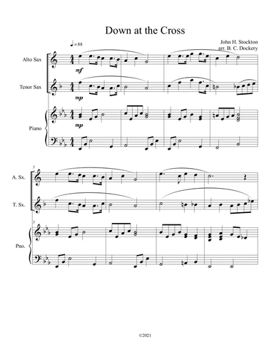 Down at the Cross (alto and tenor sax duet) with optional piano accompaniment (arr. B. C. Dockery)