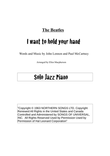I Want To Hold Your Hand (arr. Ellen Macpherson)