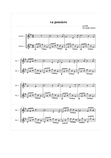 Va, Pensiero (from Nabucco) By Giuseppe Verdi (1813-1901) ARRANGED  for GUITAR DUO BY SERGIO VETTORE (arr. sergio vettore)