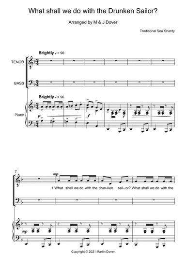 What shall we do with the Drunken Sailor? - 2 part choir - TB - Lower voices (arr. M & J Dover)