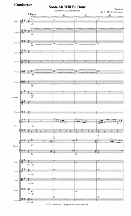 Soon-Ah Will Be Done--Full Score (arr. Marilyn Thompson)