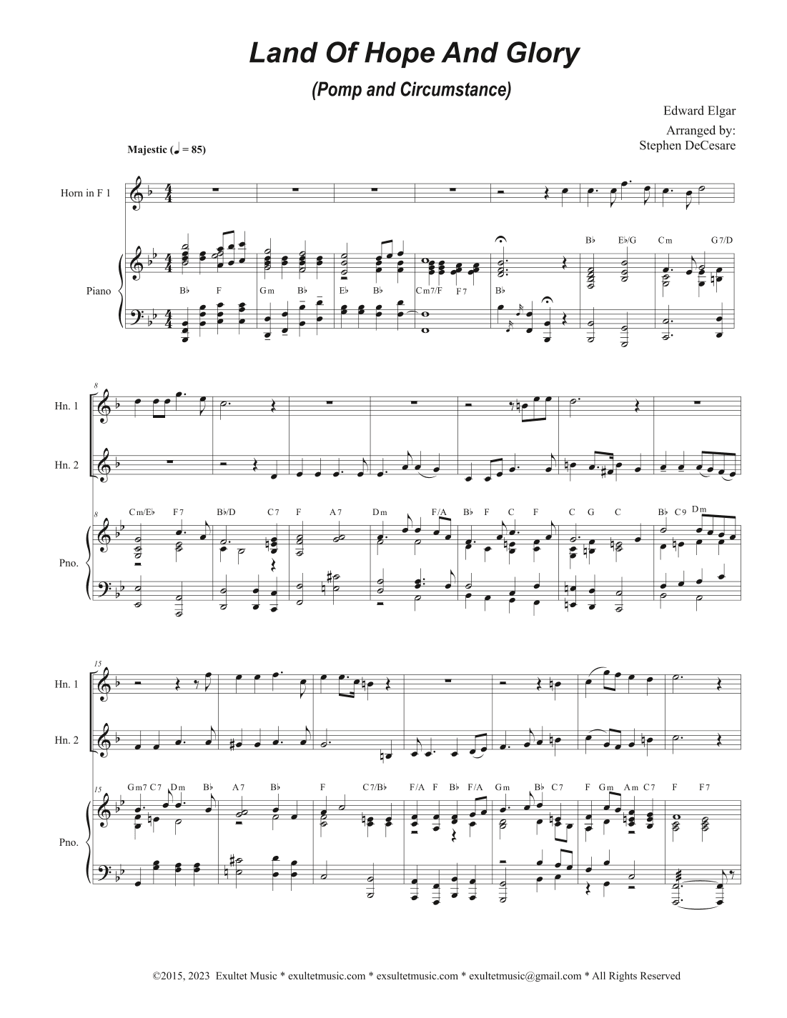 Land Of Hope And Glory (Pomp and Circumstance) (French Horn Duet) (arr. Stephen DeCesare)