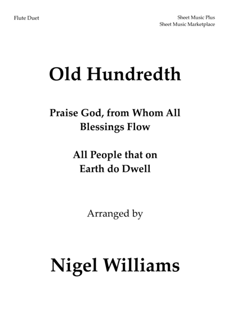 Old Hundredth, for Flute Duet (arr. Nigel Williams)
