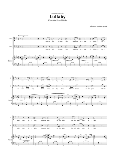 Lullaby by Brahms for TB Choir and Piano (arr. Langanho)