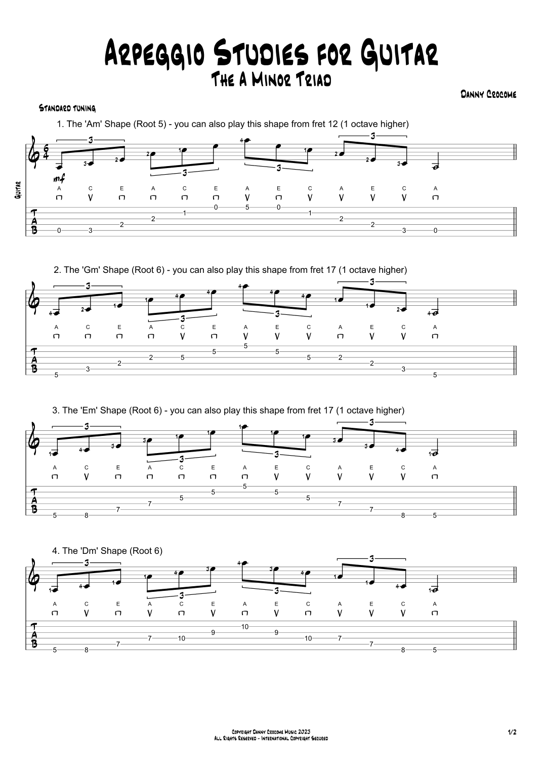Arpeggio Studies for Guitar - The A Minor Triad