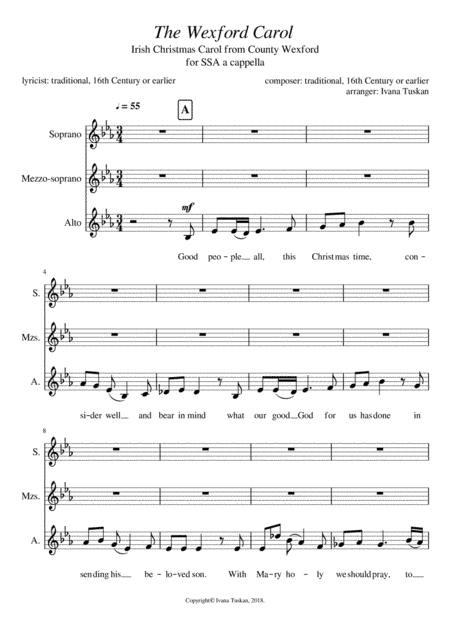The Wexford Carol for SSA a cappella (arr. Ivana Tuskan)