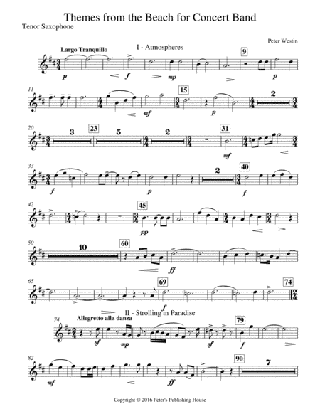 Themes from the Beach Tenor Saxophone
