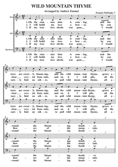 Wild Mountain Thyme A Cappella SAB (arr. Andrew Emmet)