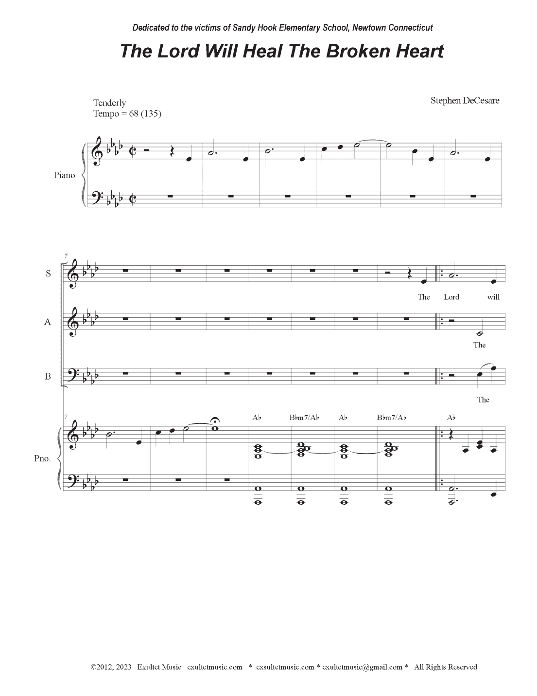 The Lord Will Heal The Broken Heart (Vocal Trio - (SAB)