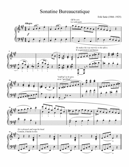 Sonatine Bureaucratique (arr. Ayotte Custom Musical Engravings)