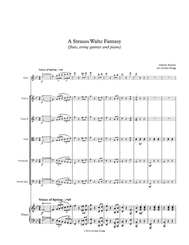 A Strauss Waltz Fantasy (flute, string quintet and piano) (arr. Jordan Grigg)