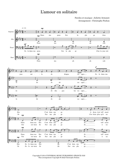 L' Amour En Solitaire (arr. Christophe Pochon)
