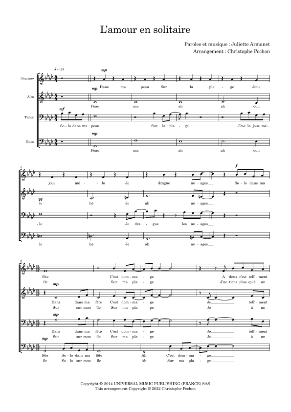 L' Amour En Solitaire (arr. Christophe Pochon)