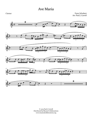Ave Maria (Clarinet) (arr. Paul J Carroll)