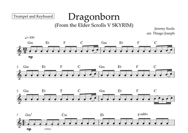 Dragonborn (skyrim Theme) (arr. Thiago Joseph)