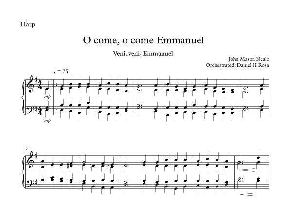 O come, o come Emmanuel - Veni, veni Emmanuel - Christmas Carol - Harp (arr. Daniel H Rosa)