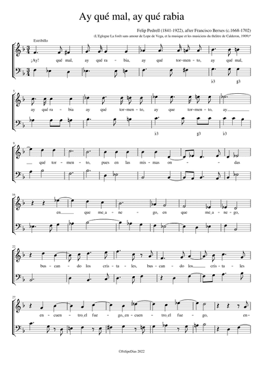 Ay qué mal, ay qué rabia (arr. Early Music Scores)