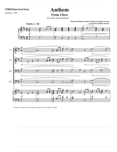 Anthem (from Chess) (arr. Kathleen McGuire)