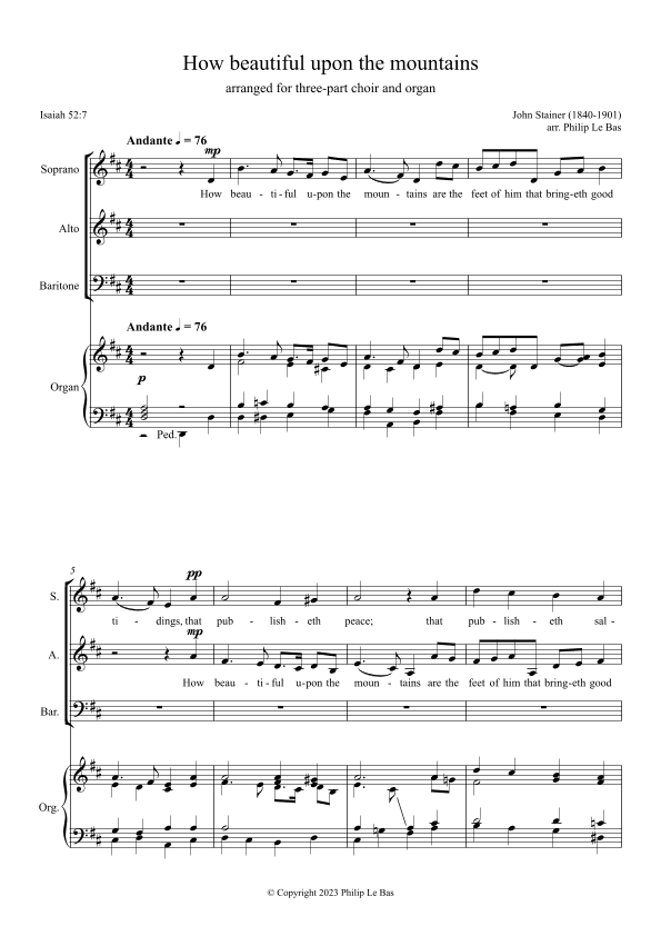 How beautiful upon the mountains (arr. Philip Le Bas)