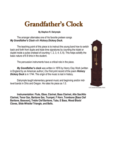 Grandfather’s Clock with Hickory Dickory Dock (arr. Stephen R Dalrymple)
