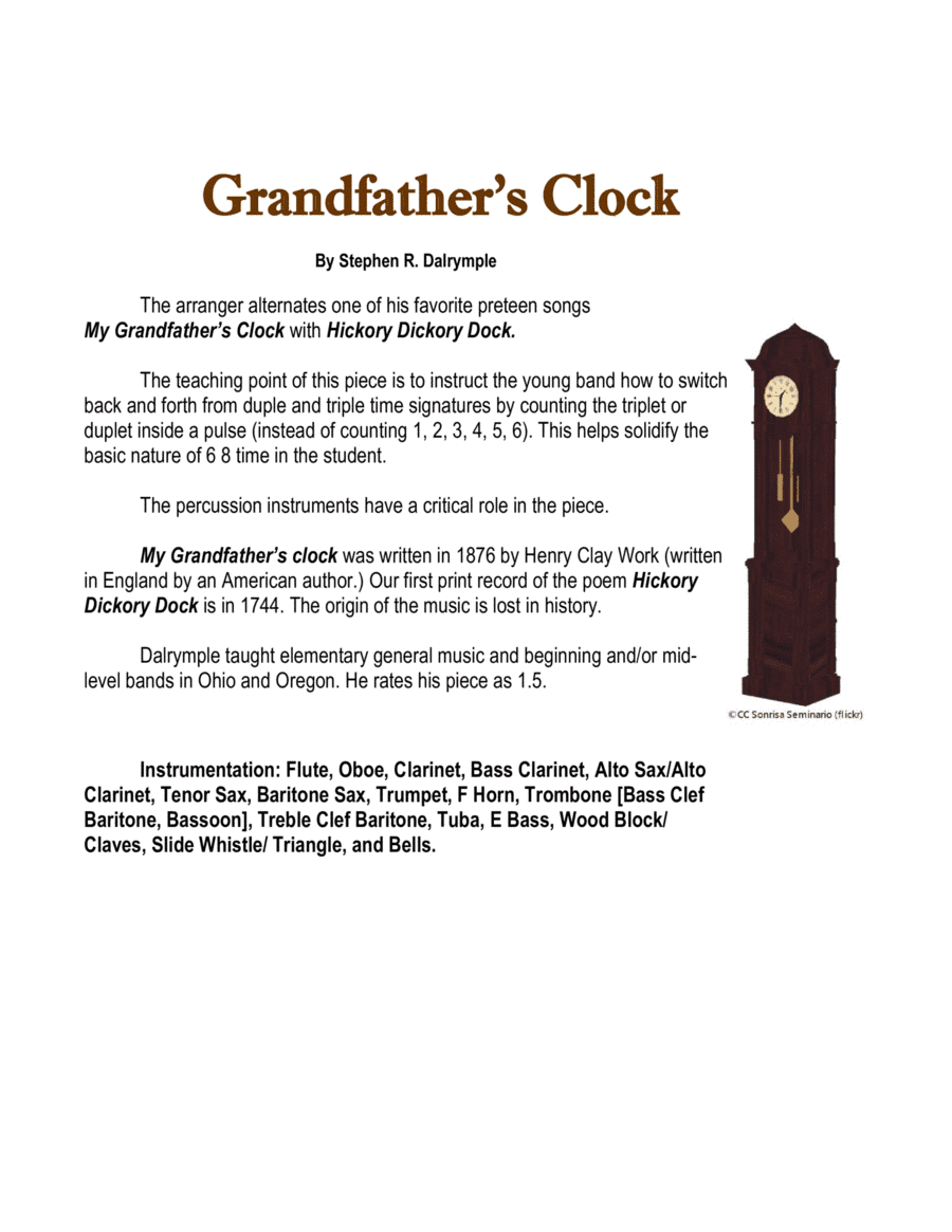 Grandfather’s Clock with Hickory Dickory Dock (arr. Stephen R Dalrymple)