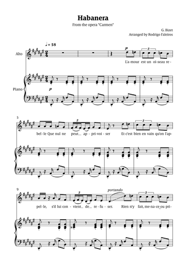 Habanera (for alto - D# minor/ Eb major) (arr. Rodrigo Faleiros)