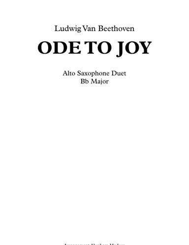 Ode To Joy Alto Saxophone Duet (arr. Abraham Maduro)