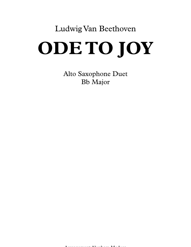 Ode To Joy Alto Saxophone Duet (arr. Abraham Maduro)