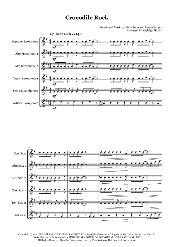Crocodile Rock (arr. Kayleigh Huelin)
