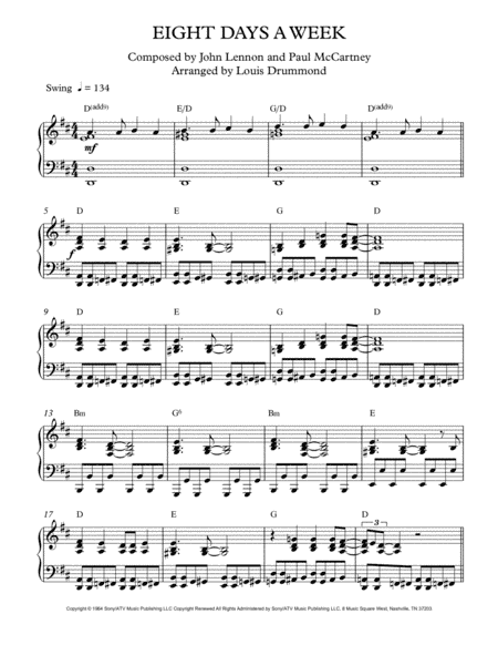 Eight Days A Week (arr. Louis Drummond)