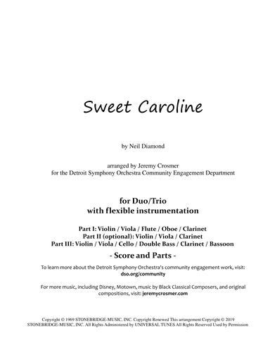 Sweet Caroline (arr. Jeremy Crosmer)