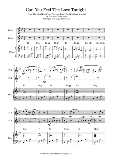 Can You Feel The Love Tonight (arr. Thiago Marconato)