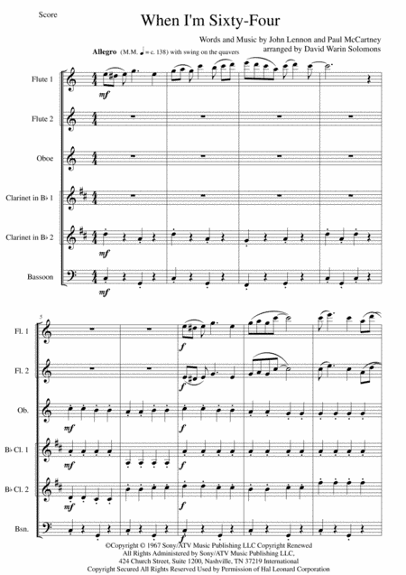 When I'm Sixty-Four (arr. David Warin Solomons)