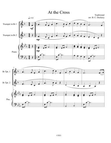 At the Cross (trumpet duet) with optional piano accompaniment (arr. B. C. Dockery)