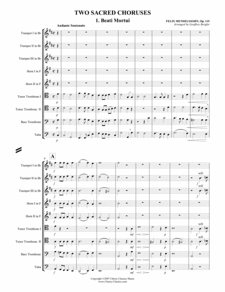 Two Sacred Choruses, Op. 115 for 9-part Brass Ensemble (arr. Bergler, Geoffrey)