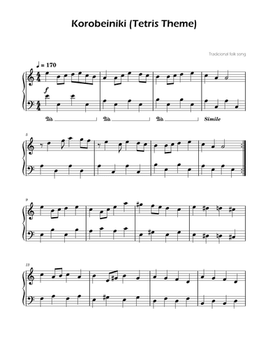 Korobeiniki - Tetris Theme - easy piano (arr. Ygor Nunes)