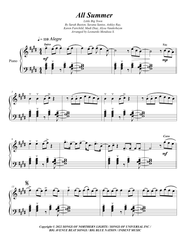 All Summer (arr. Leonardo Mendoza S.)