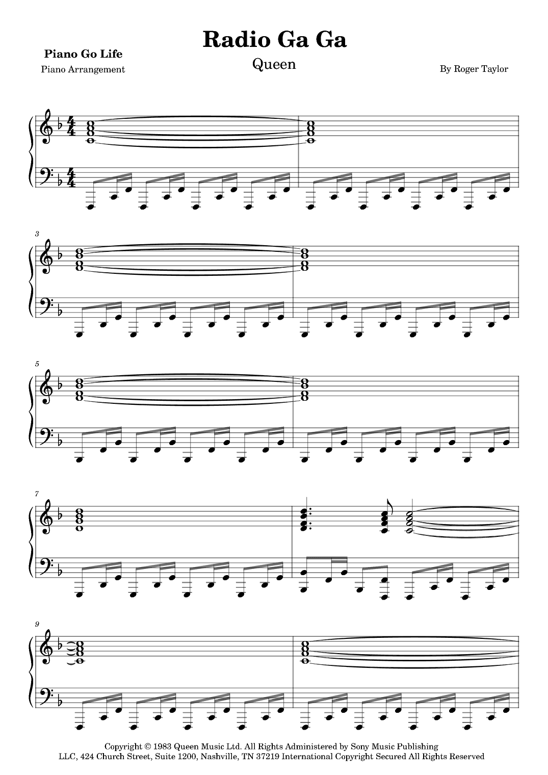 Radio Ga Ga (arr. Piano Go Life)