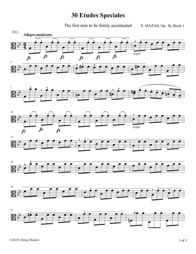 Mazas, Etudes for Viola Op 36, Book 1, No.12 (arr. String Masters)