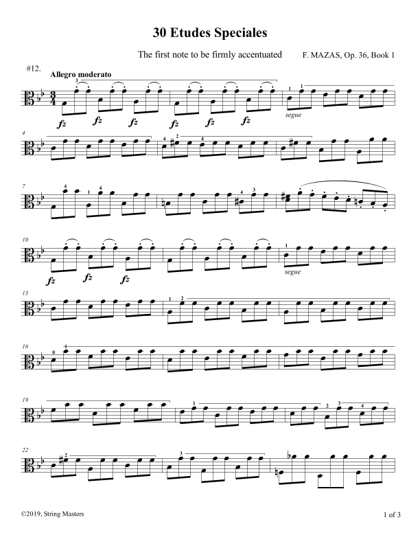 Mazas, Etudes for Viola Op 36, Book 1, No.12 (arr. String Masters)