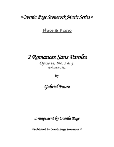 2Romances Sans Paroles, Op. 17, No. 1 & 3 (arr. Overda Page)