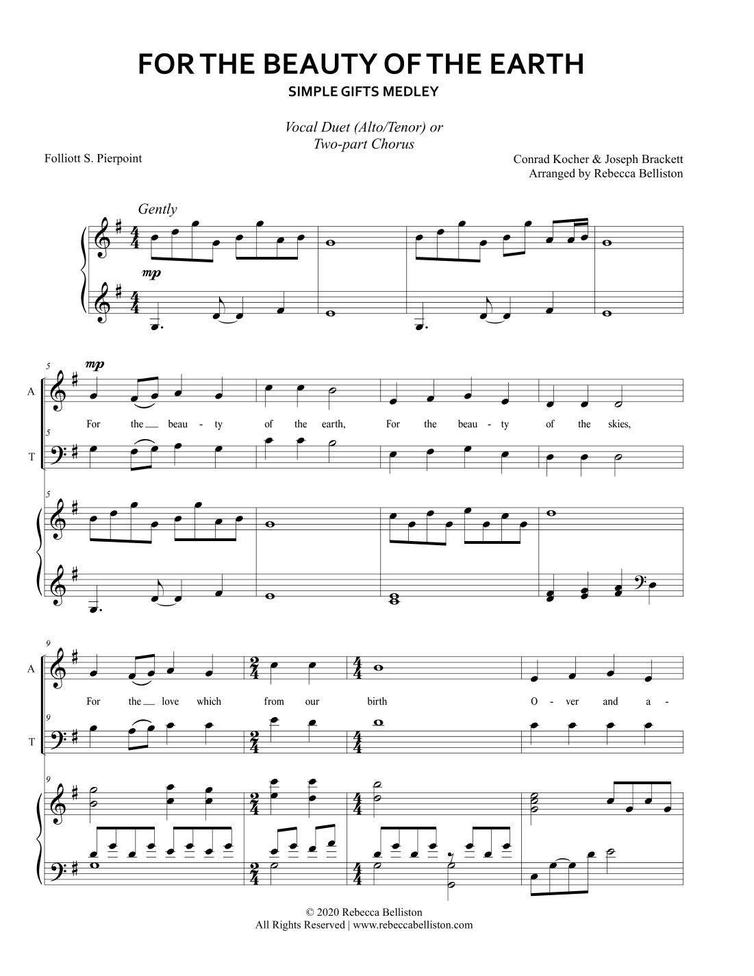 For the Beauty of the Earth/Simple Gifts (Alto/Tenor Duet) (arr. Rebecca Belliston)