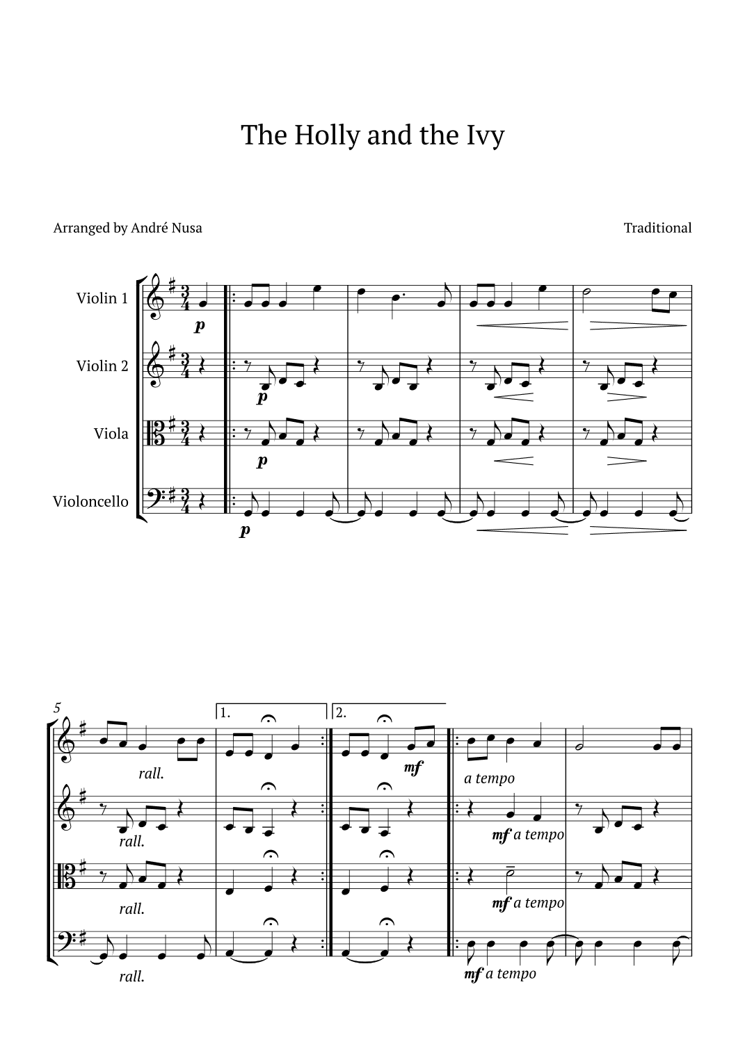 The Holly and the Ivy (arr. André Nusa)
