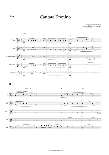 Cantate Domino - Handel (Woodwind Quintet) chords (arr. Cadu Barcelos)