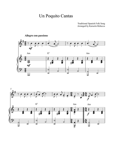 Un Poquito Cantas (arr. Kaiserin Rebecca)