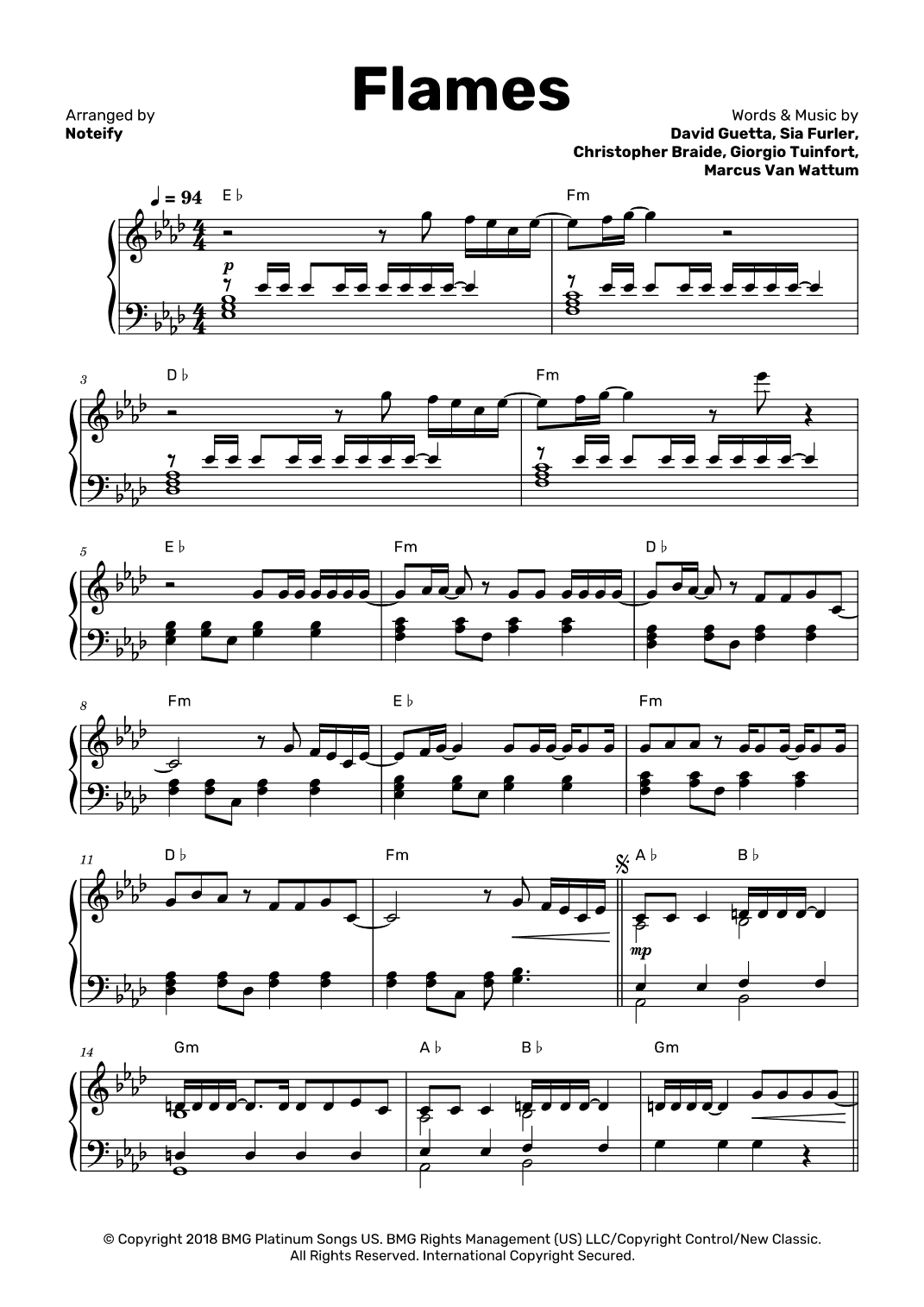 Flames (arr. Noteify)