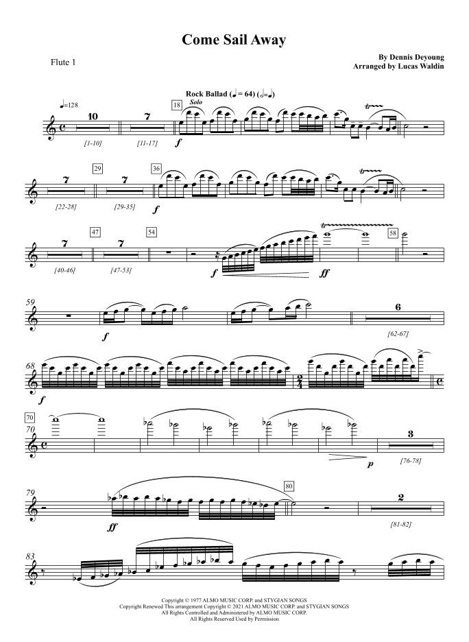 Come Sail Away (arr. Lucas Waldin)