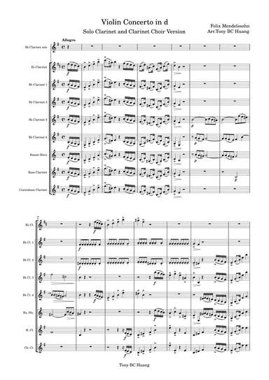 Concerto in d minor for Solo Clarinet and Clarinet Choir (arr. Tony BC Huang)