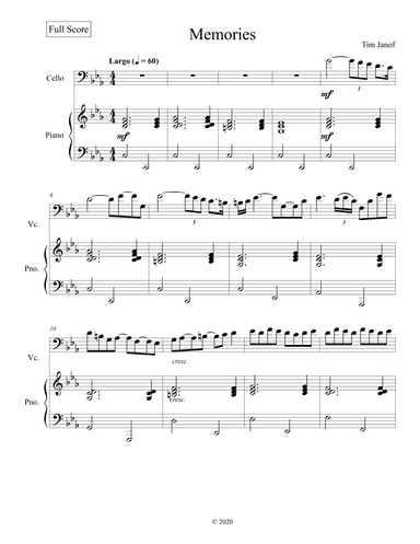 Memories for Cello and Piano