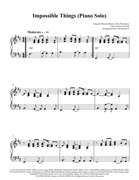 Impossible Things (arr. Cherylynmusic)